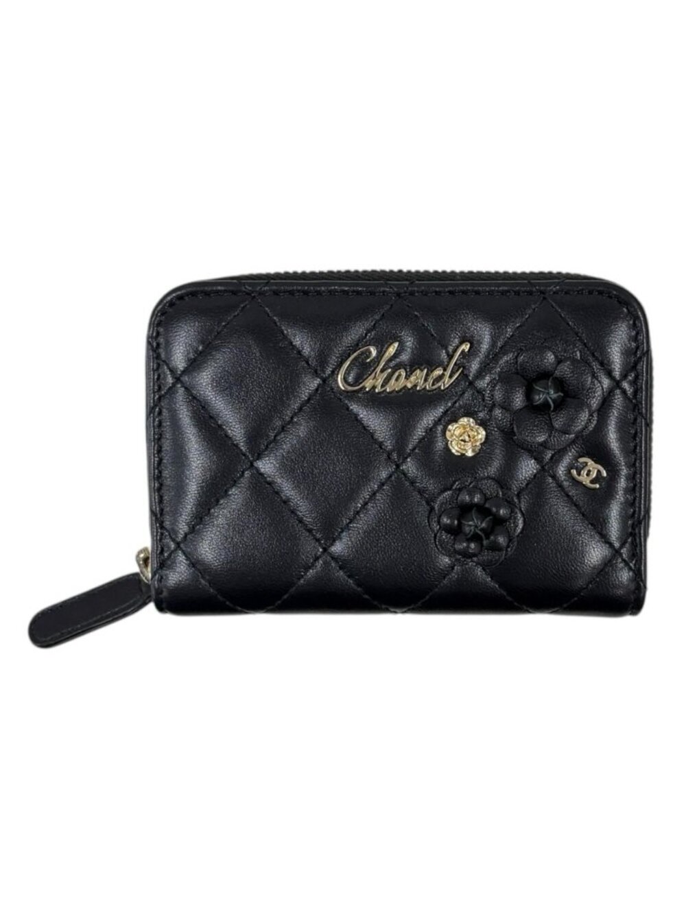 Chanel Camellia Quilted Card Case Lambskin